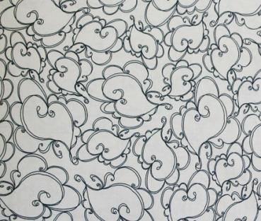 Patchworkstoff weiss mit Herzen