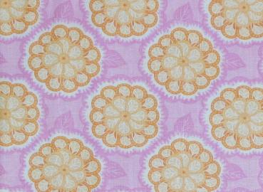 Patchworkstoff rosa mit orangen Blumen