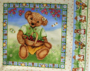 Patchworkstoff Panel Teddybär