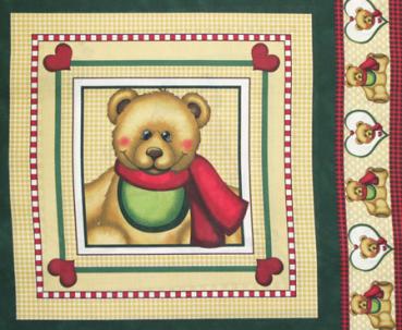 Patchworkstoff Panel Teddybär