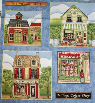 Patchworkstoff Panel Häuser