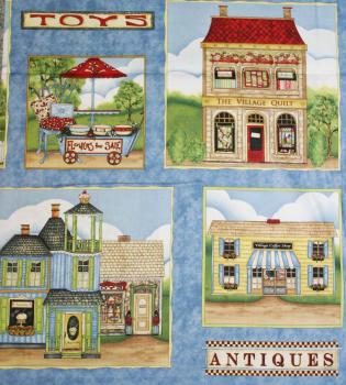 Patchworkstoff Panel Häuser