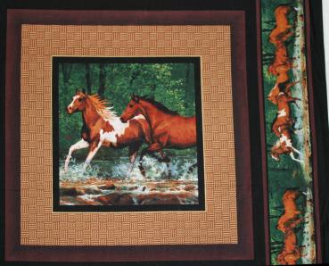 Patchworkstoff Panel Pferdebilder