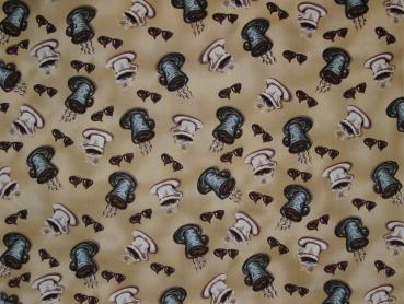 Patchworkstoff Kaffeetassen auf beige