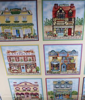 Patchworkstoff Panel mit Häuser