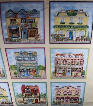 Patchworkstoff Panel mit Häuser