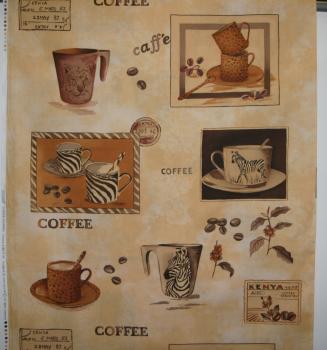 Patchworkstoff Rapport Kaffeetassen beige