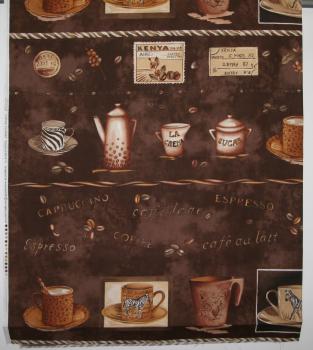 Patchworkstoff Panel Kaffee dunkelbraun