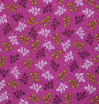 Patchworkstoff Blätter auf magenta