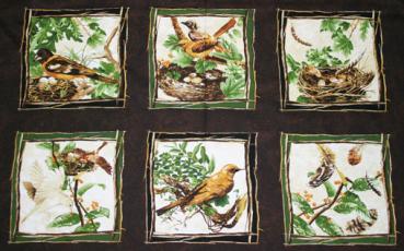 Patchworkstoff Panel mit Vogelbilder