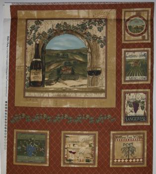 Patchworkstoff Panel Wein