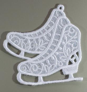Christbaum Aufhänger - Schlittschuhe weiss mit Angelina