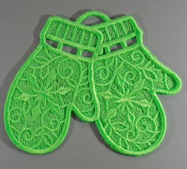 Christbaum Aufhänger - Handschuhe leuchtgrün