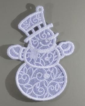 Christbaum Aufhänger - Schneemann weiss mit Angelina