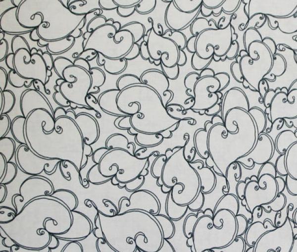 Patchworkstoff weiss mit Herzen