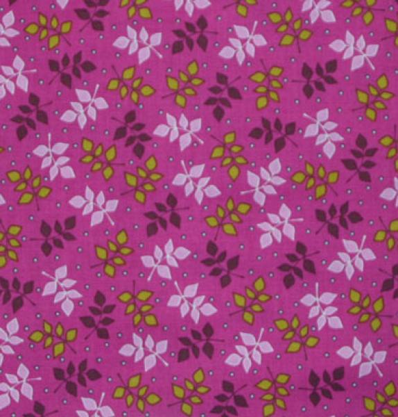 Patchworkstoff Blätter auf magenta