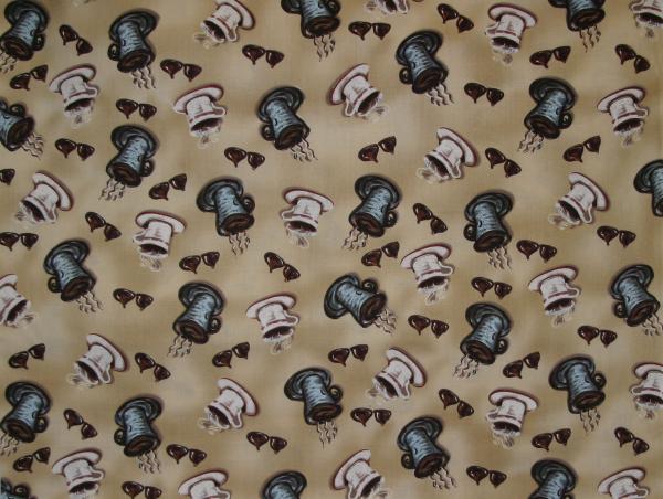 Patchworkstoff Kaffeetassen auf beige