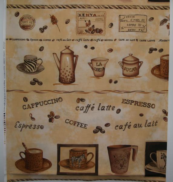 Patchworkstoff Panel Kaffee