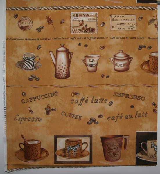 Patchworkstoff Panel Kaffee hellbraun