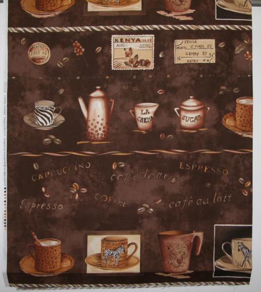 Patchworkstoff Panel Kaffee dunkelbraun