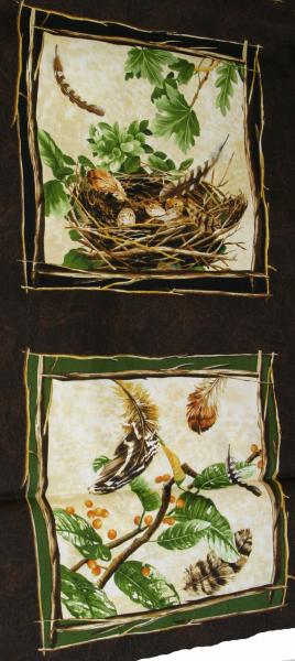 Patchworkstoff Panel mit Vogelbilder