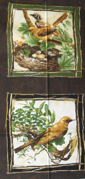 Patchworkstoff Panel mit Vogelbilder