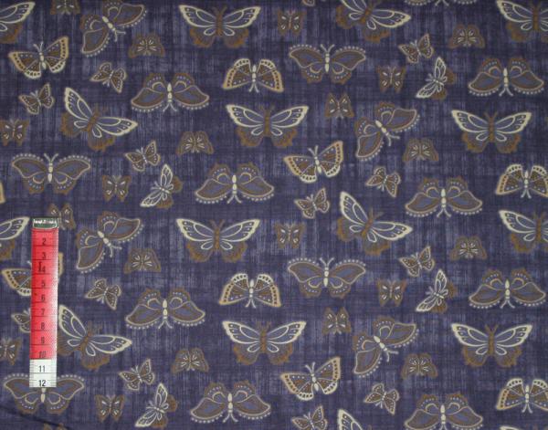 Patchworkstoff blau mit Schmetterlingen