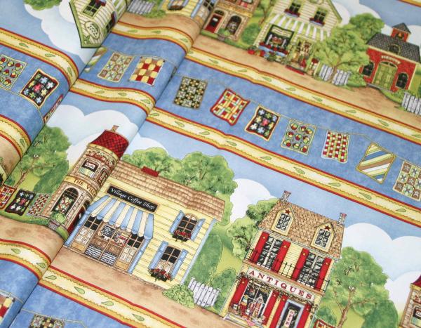 Patchworkstoff Rapport Häuser