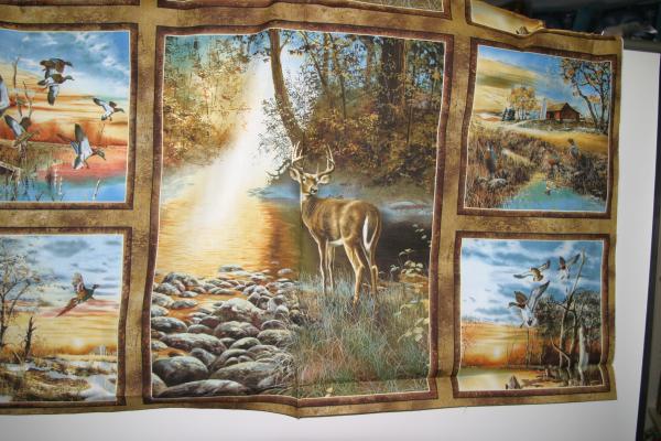 Patchworkstoff Panel mit Hirsch und Fasanen