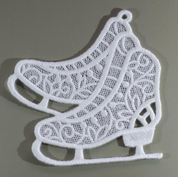 Christbaum Aufhänger - Schlittschuhe weiss